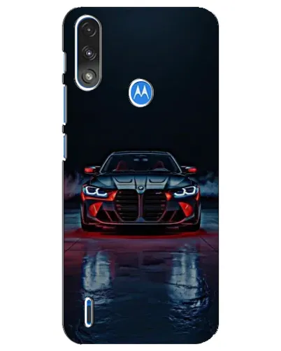 Чехол для Motorola E7 Power с картинкой «BMW на мокрой дороге»