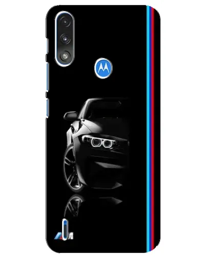 Чехол для Motorola E7 Power с картинкой «Силуэт BMW в темноте»