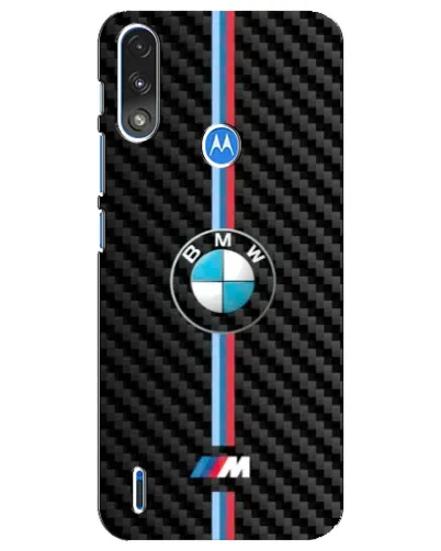 Чехол для Motorola E7 Power с картинкой «Эмблема BMW и карбон»