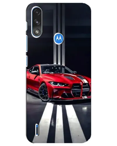 Чехол для Motorola E7 Power с картинкой «Красная BMW на дороге»