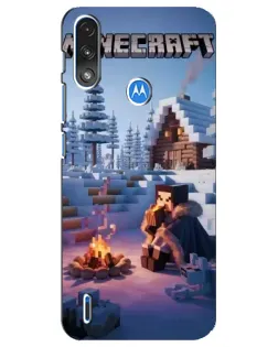Чохол для Motorola E7 Power з картинкою «Зимовий Minecraft»