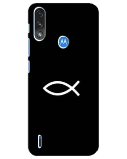 Чехол для Motorola E7 Power с картинкой «Символ рыбы Jesus»