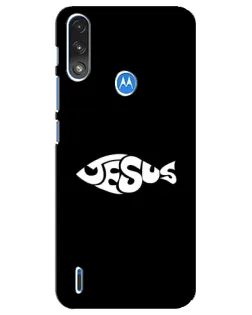 Чехол для Motorola E7 Power с картинкой «Рыба Jesus»