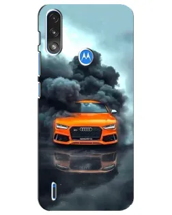 Чехол для Motorola E7 Power с картинкой «Audi в облаках дыма»