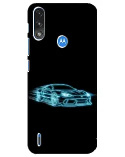 Чехол для Motorola E7 Power с картинкой «Неоновый контур Lamborghini»