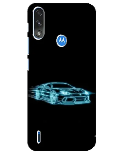 Чехол для Motorola E7 Power с картинкой «Неоновый контур Lamborghini»