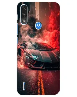 Чехол для Motorola E7 Power с картинкой «Lamborghini красный дым»