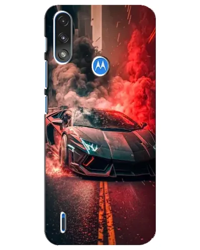 Чехол для Motorola E7 Power с картинкой «Lamborghini красный дым»