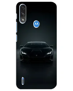 Чехол для Motorola E7 Power с картинкой «Черный Lamborghini Aventador»