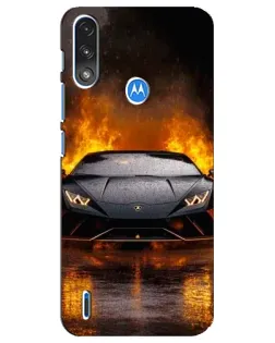 Чехол для Motorola E7 Power с картинкой «Lamborghini в огне»