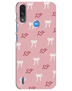 Чехол для Motorola E7 Power с картинкой «Сердца и банты»