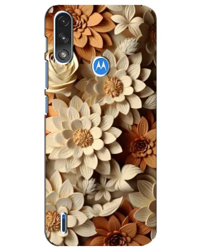 Чохол для Motorola E7 Power з картинкою «Бежевий флористичний декор»