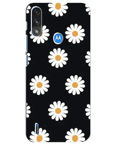 Чохол для Motorola E7 Power з картинкою «Ромашки на чорному»