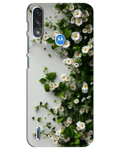Чохол для Motorola E7 Power з картинкою «Гілка дрібних білих квітів»