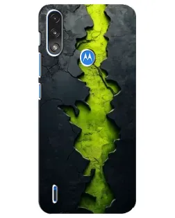 Чехол для Motorola E7 Power с картинкой «Салатовый разлом скалы»