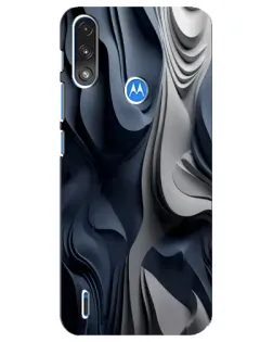 Чехол для Motorola E7 Power с картинкой «Объемные синие складки»