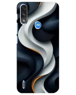 Чехол для Motorola E7 Power с картинкой «Объемные черно-белые ленты»