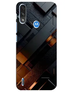 Чехол для Motorola E7 Power с картинкой «Черные геометрические блоки»