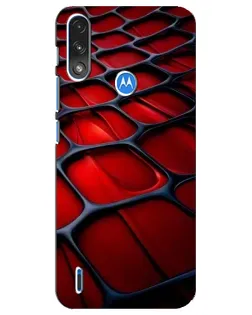 Чехол для Motorola E7 Power с картинкой «Красная глянцевая сетка»