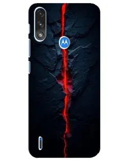 Чехол для Motorola E7 Power с картинкой «Kрасная лавовая трещина»