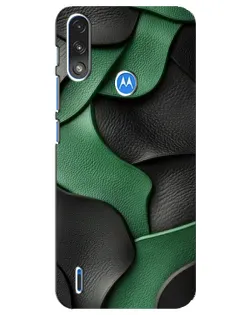 Чехол для Motorola E7 Power с картинкой «Зеленые кожаные волны»