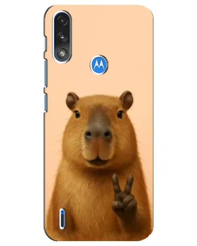 Чехол для Motorola E7 Power с картинкой «Капибара виктория»