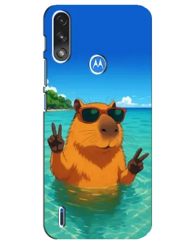 Чехол для Motorola E7 Power с картинкой «Морская капибара»