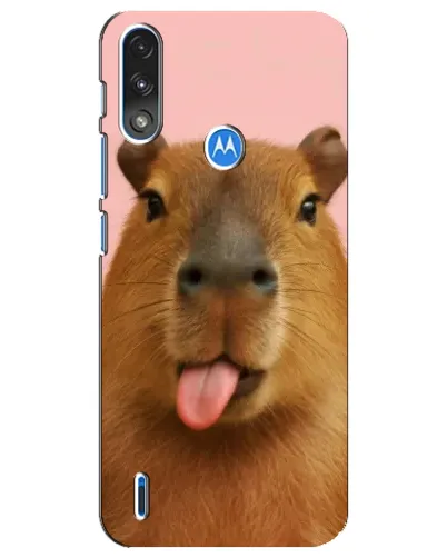 Чехол для Motorola E7 Power с картинкой «Капибара с языком»