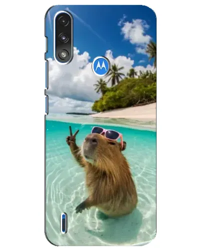 Чехол для Motorola E7 Power с картинкой «Капибара на море»