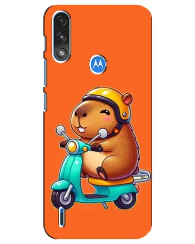 Чехол для Motorola E7 Power с картинкой «Капибара на скутере»