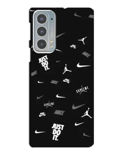 Чехол для Motorola Edge 20 с картинкой «Nike Black Pattern»
