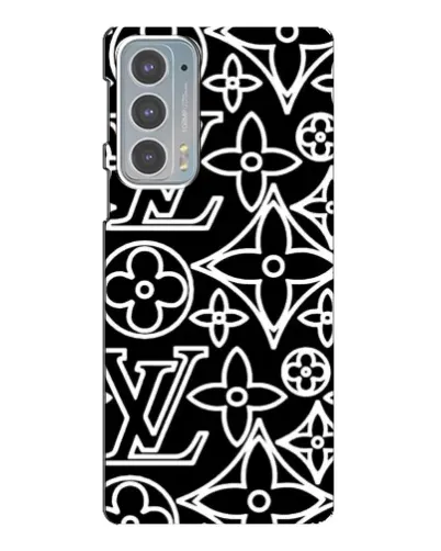 Чехол для Motorola Edge 20 с картинкой «Черно-белый узор LV»