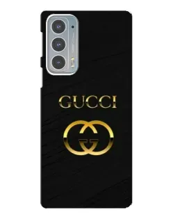 Чехол для Motorola Edge 20 с картинкой «Золотой логотип Gucci»