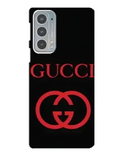 Чехол для Motorola Edge 20 с картинкой «Gucci — красный логотип»