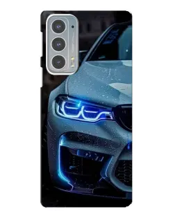 Чехол для Motorola Edge 20 с картинкой «Взгляд BMW с синими фарами»