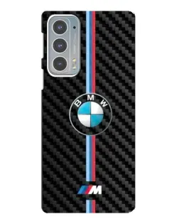 Чехол для Motorola Edge 20 с картинкой «Эмблема BMW и карбон»