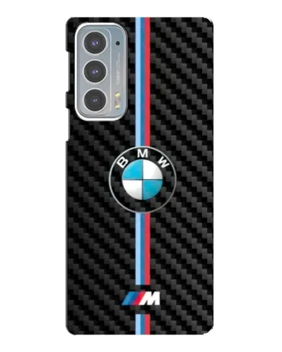 Чехол для Motorola Edge 20 с картинкой «Эмблема BMW и карбон»