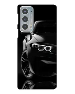 Чехол для Motorola Edge 20 с картинкой «Черная BMW — профиль»