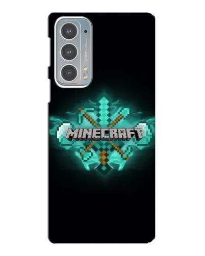 Чехол для Motorola Edge 20 с картинкой «Minecraft Diamond лого»