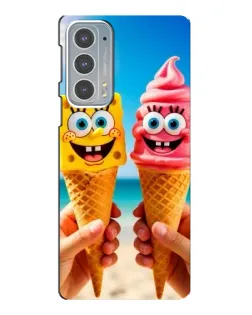 Чехол для Motorola Edge 20 с картинкой «Спанч Боб мороженое»