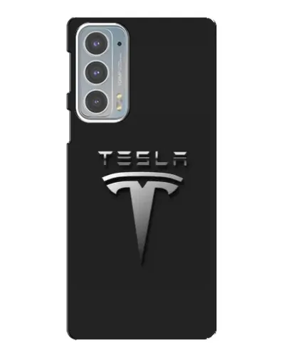 Чохол для Motorola Edge 20 з картинкою «Сталевий логотип Tesla»