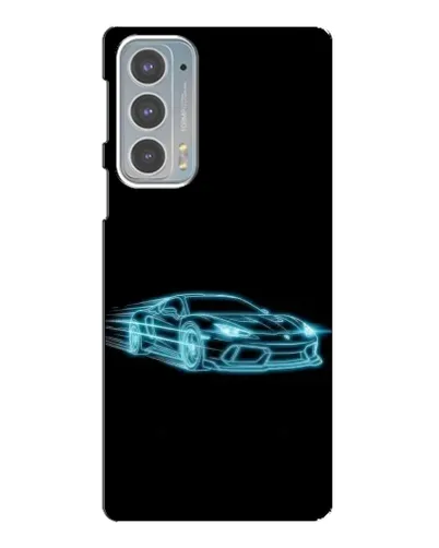 Чехол для Motorola Edge 20 с картинкой «Неоновый контур Lamborghini»