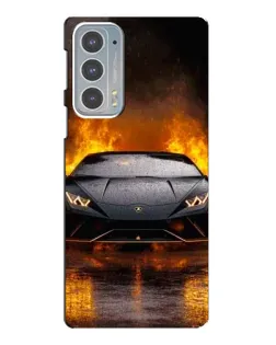 Чехол для Motorola Edge 20 с картинкой «Lamborghini в огне»