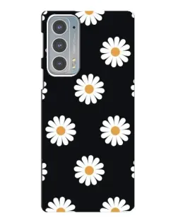Чехол для Motorola Edge 20 с картинкой «Ромашки на черном»