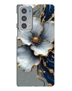 Чехол для Motorola Edge 20 с картинкой «Белый цветок и золотой флюид»