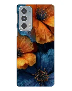 Чехол для Motorola Edge 20 с картинкой «Яркая сине-оранжевая флора»