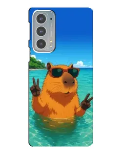 Чехол для Motorola Edge 20 с картинкой «Морская капибара»