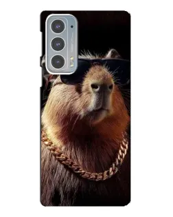 Чехол для Motorola Edge 20 с картинкой «Капибара золотая цепь»