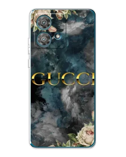 Чехол для Motorola Edge 40 Neo с картинкой «Абстрактные цветы Gucci»