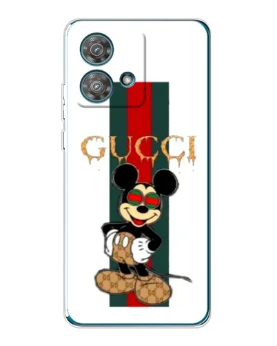 Чехол для Motorola Edge 40 Neo с картинкой «Микки Маус Gucci — полосы»